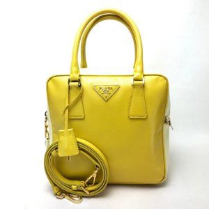 PRADA White Leather Saffiano Bag